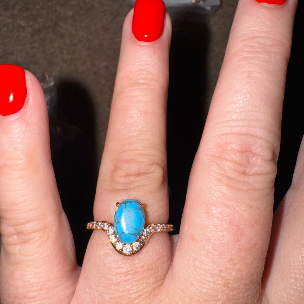 Turquoise and Rose Gold Women's Ring